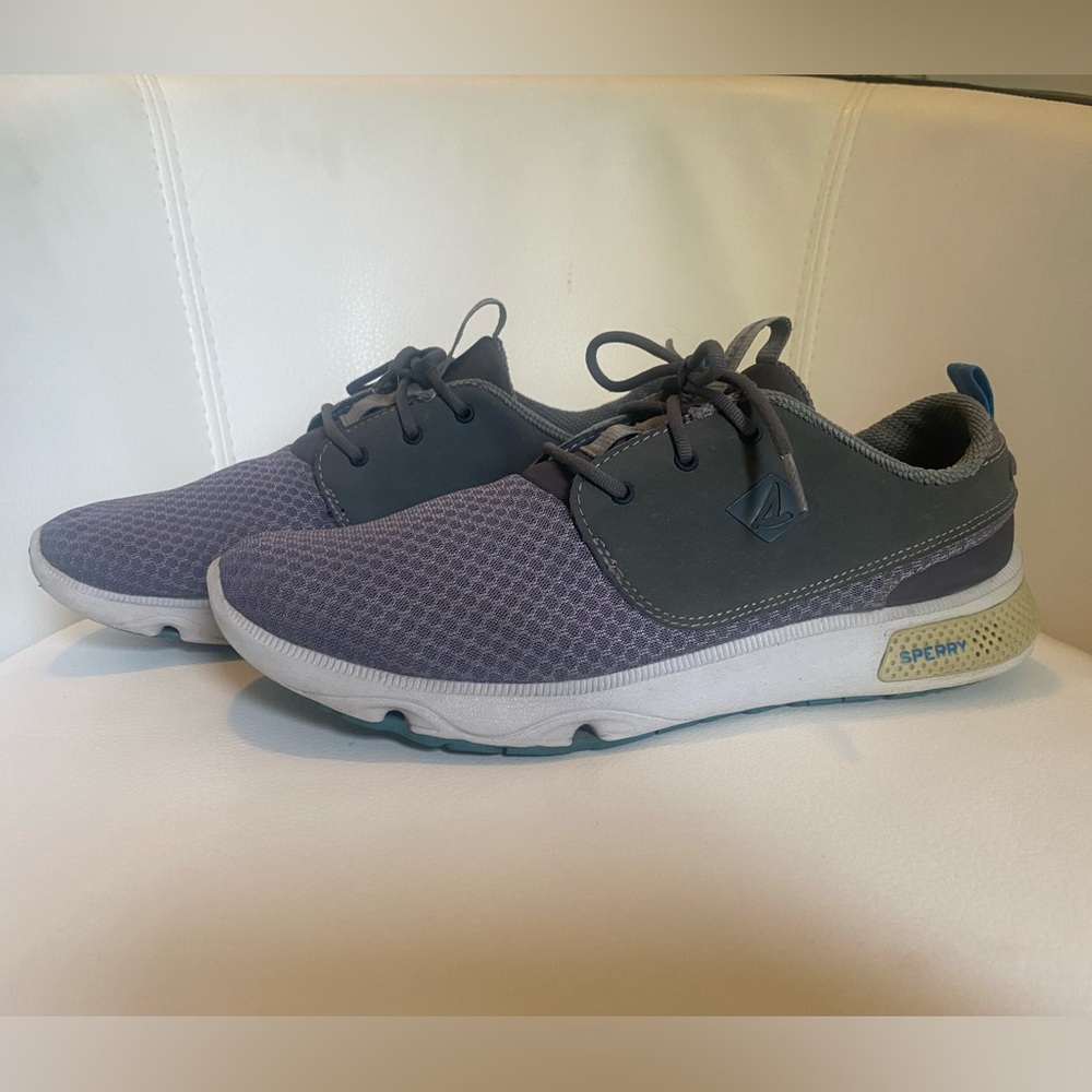 Mens Sperry Top Sider Fathom Black Grey Casual Boat Lace Up Shoes SIZE 9.5